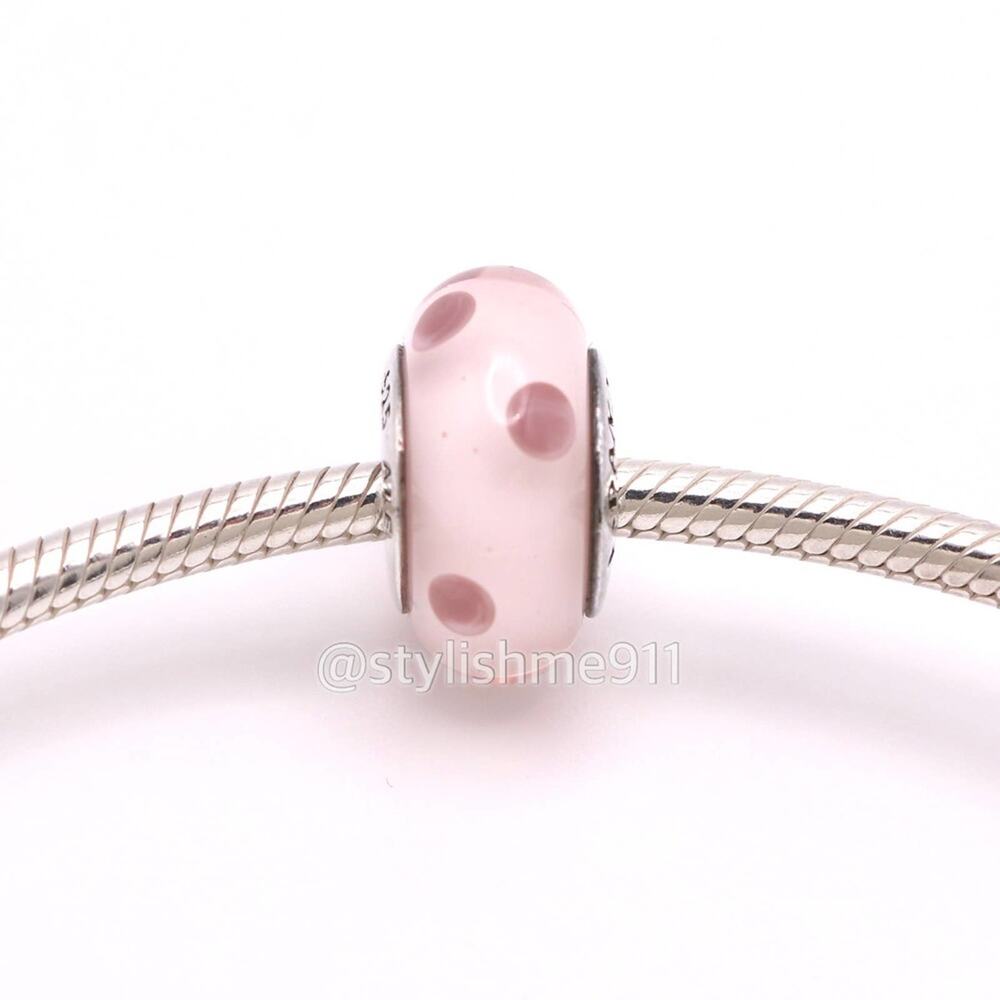 Authentic PANDORA Pink Polka Dots Murano Glass Charm - Picture 3 of 8